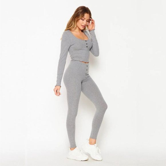 Lettuce Edge Long Sleeve Baby-Tee 2 Piece Set - Two Piece Set - Loungewear - Picture 4 of 5